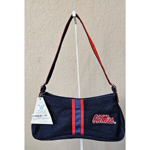 NEW University of Mississippi Rebels Ole Miss Denim Embroidered‎ Purse Handbag